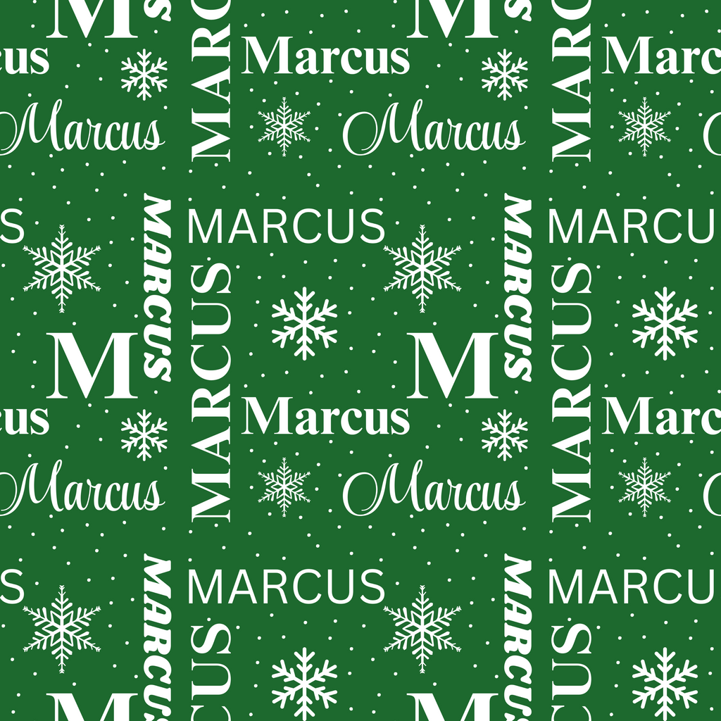 Green Custom Name Collage Wrapping Paper