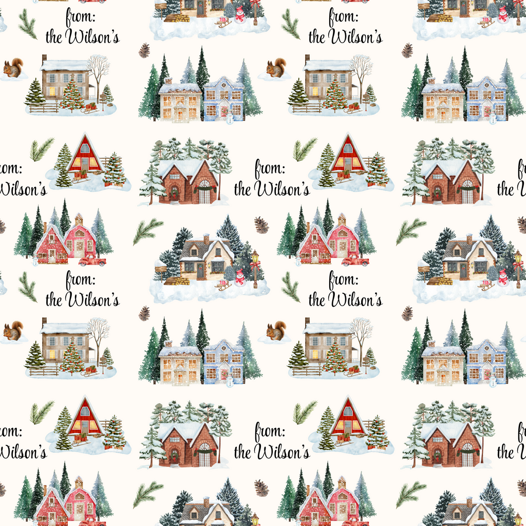 Custom Winter Village Wrapping Paper
