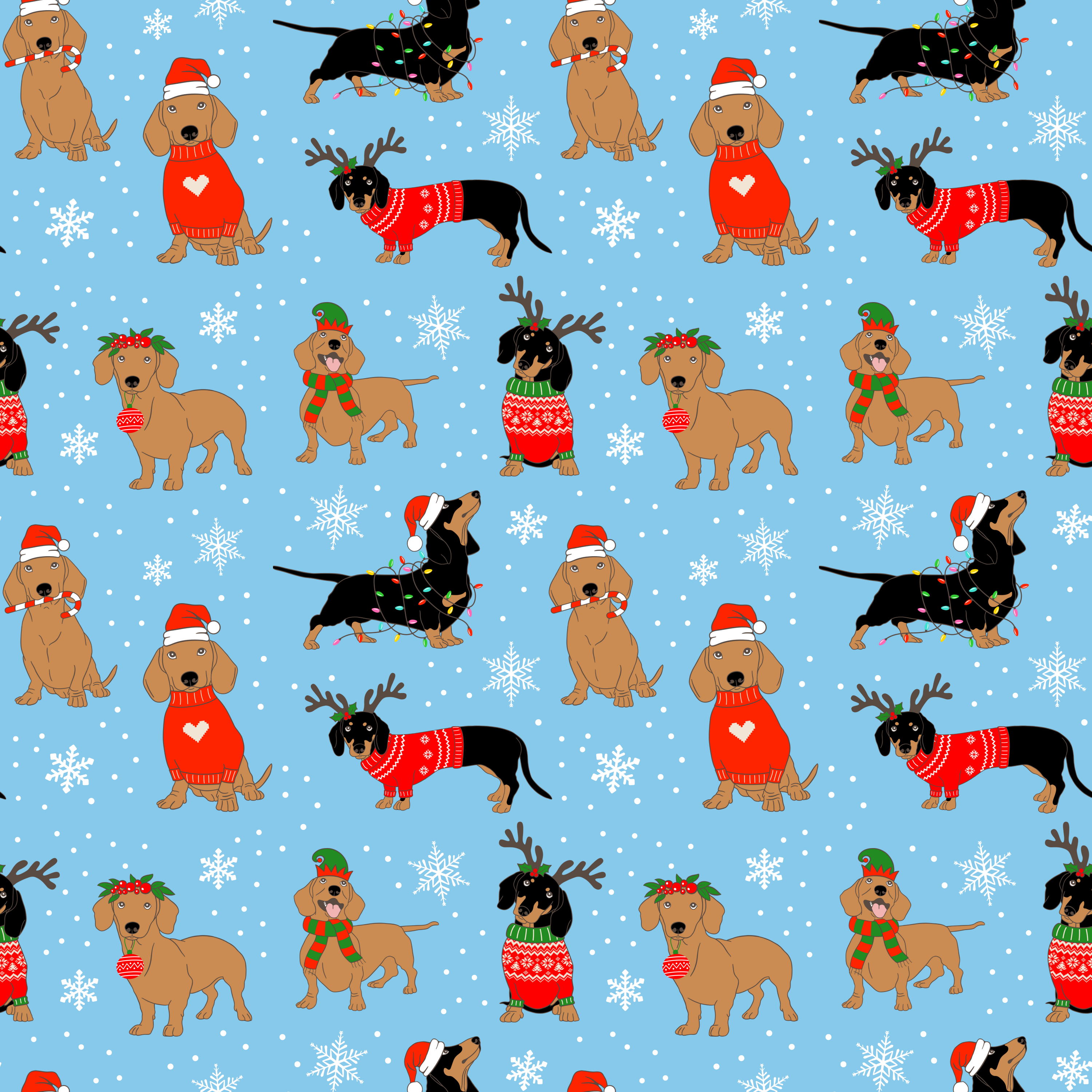 Winter Wiener Dog Wrapping Paper