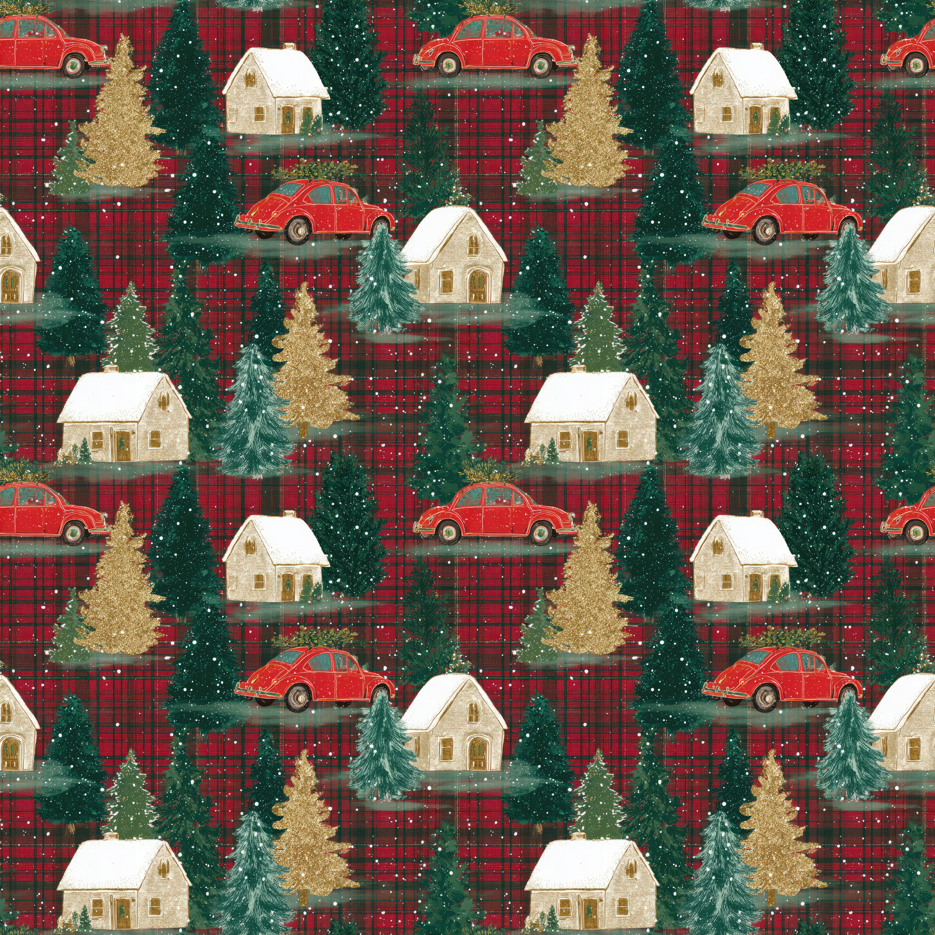 Rustic Red Christmas Plaid Wrapping Paper