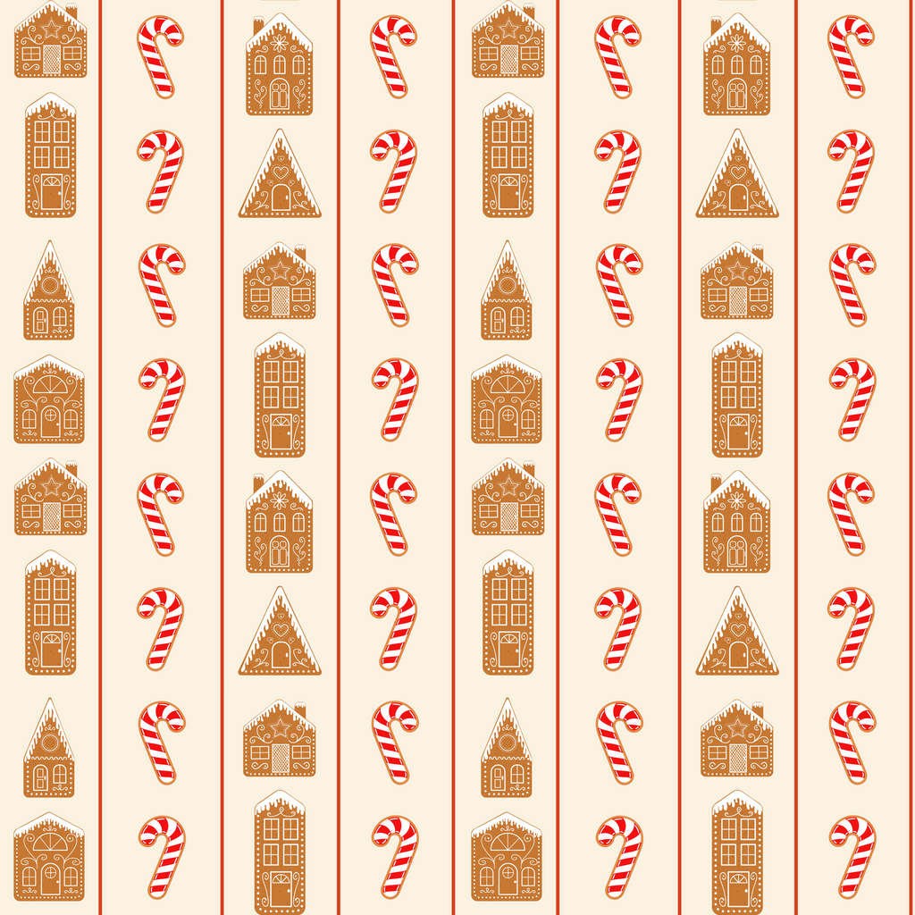 Gingerbread Candy Cane Stripe Wrapping Paper