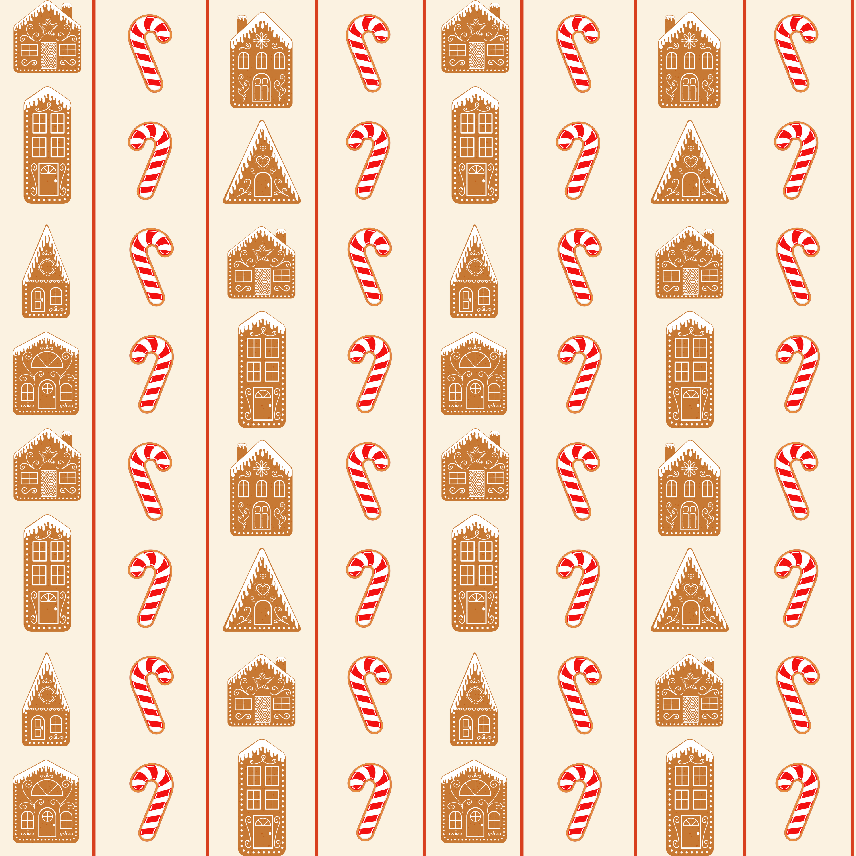 Gingerbread Candy Cane Stripe Wrapping Paper