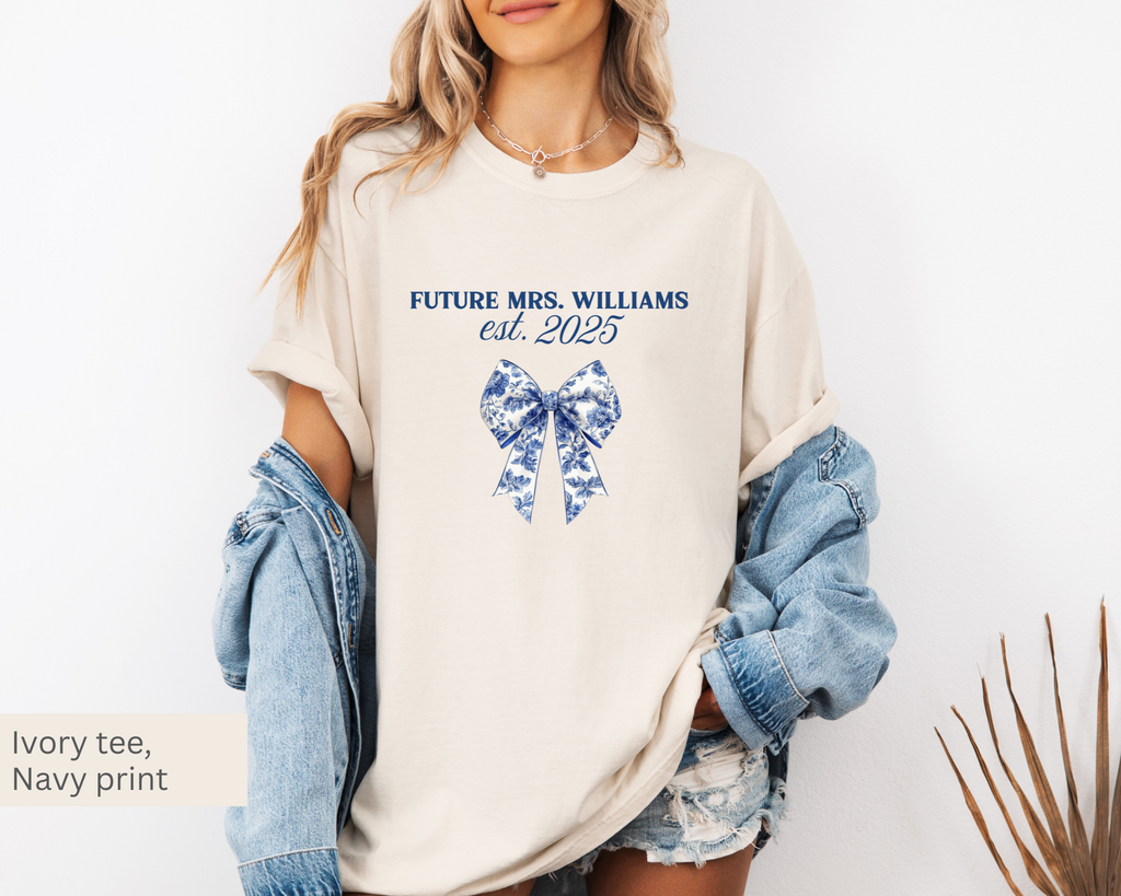 Future Mrs Blue Toile Bow Tee