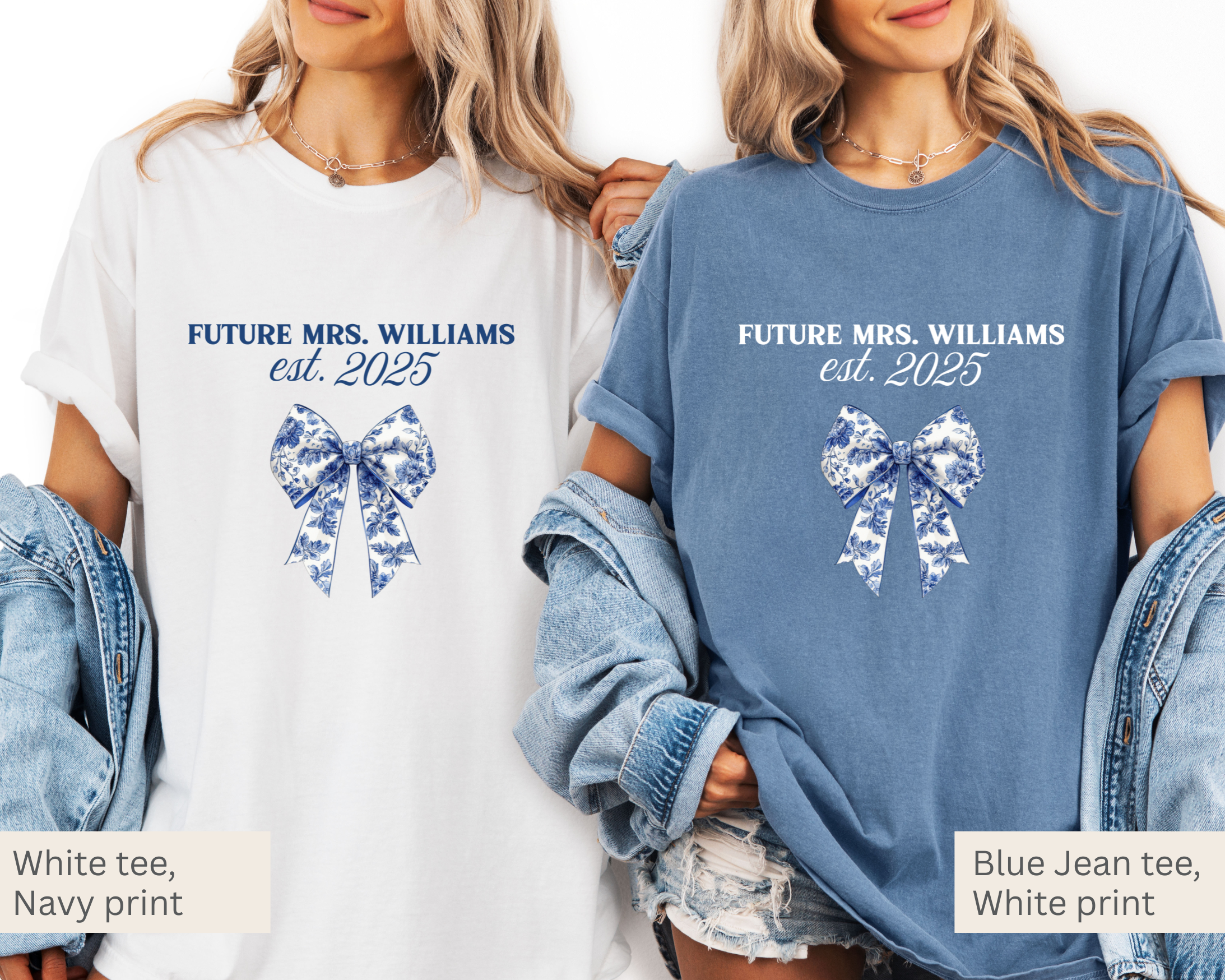 Future Mrs Blue Toile Bow Tee