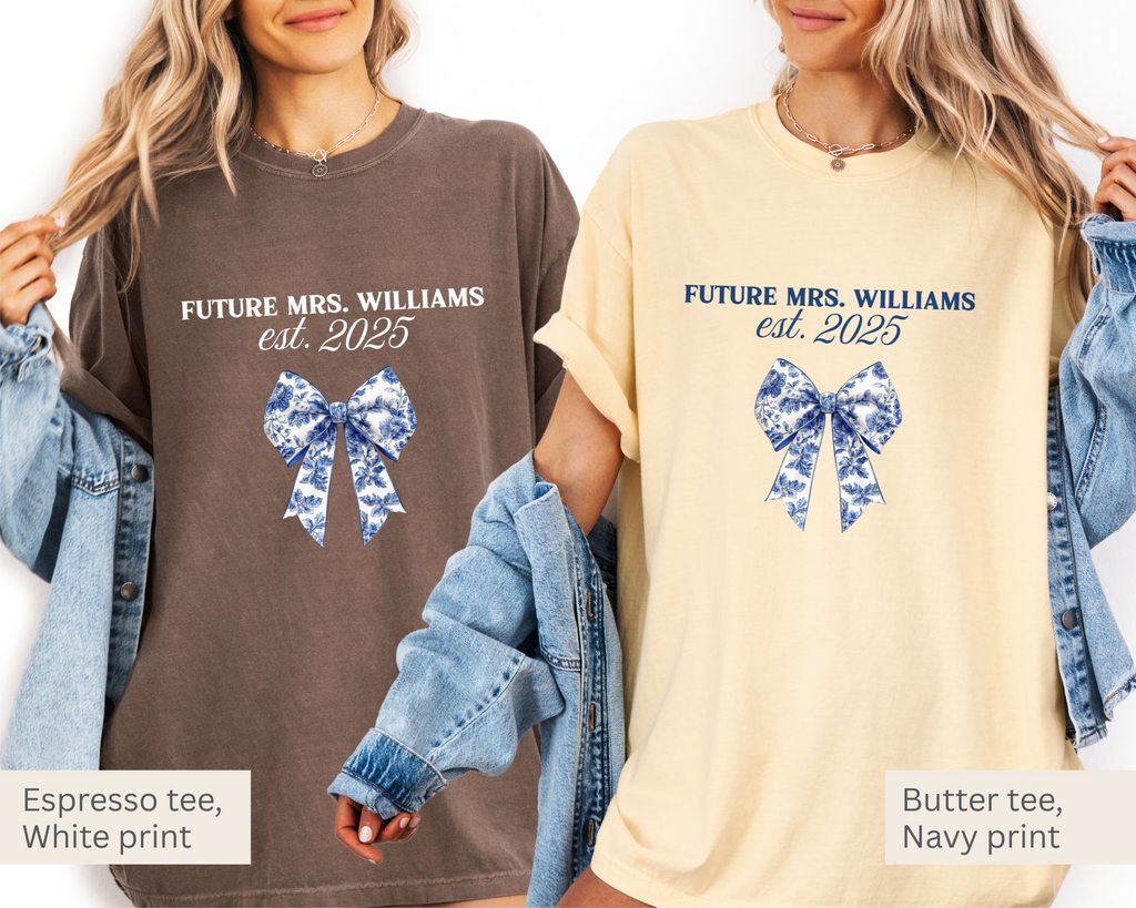 Future Mrs Blue Toile Bow Tee