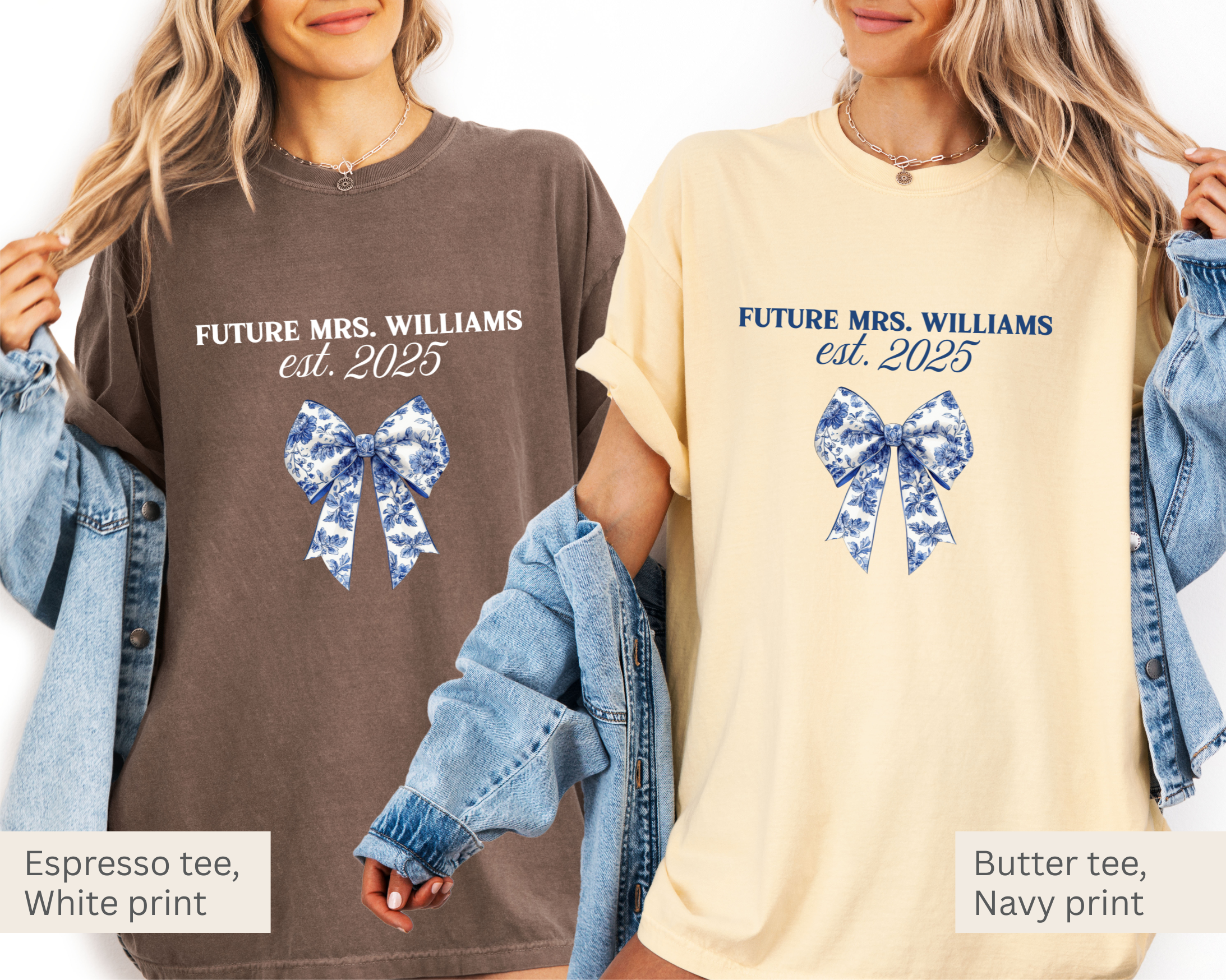 Future Mrs Blue Toile Bow Tee
