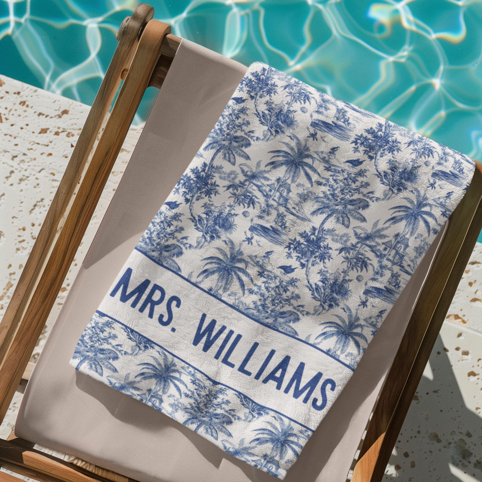 Tropical Toile Future Mrs Bridal Towel