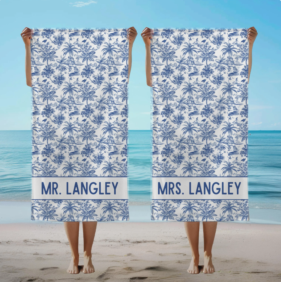 Tropical Toile Future Mrs Bridal Towel