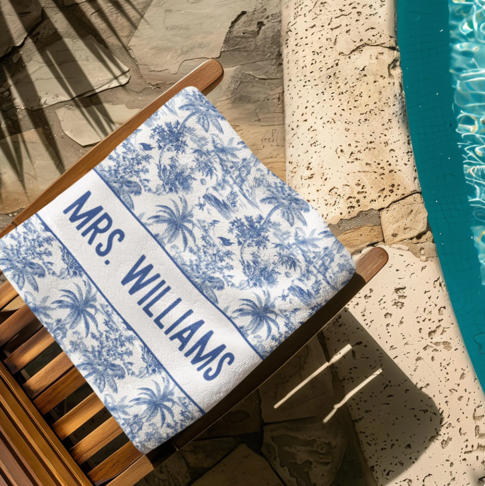 Tropical Toile Future Mrs Bridal Towel
