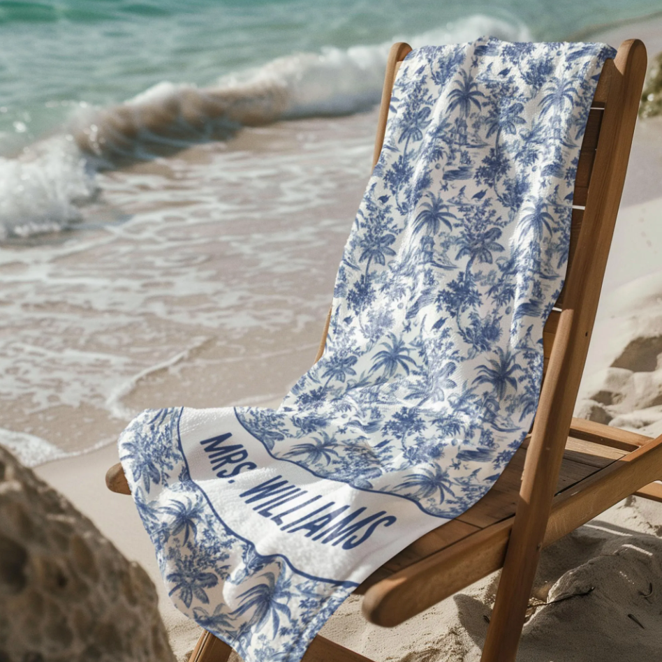 Tropical Toile Future Mrs Bridal Towel