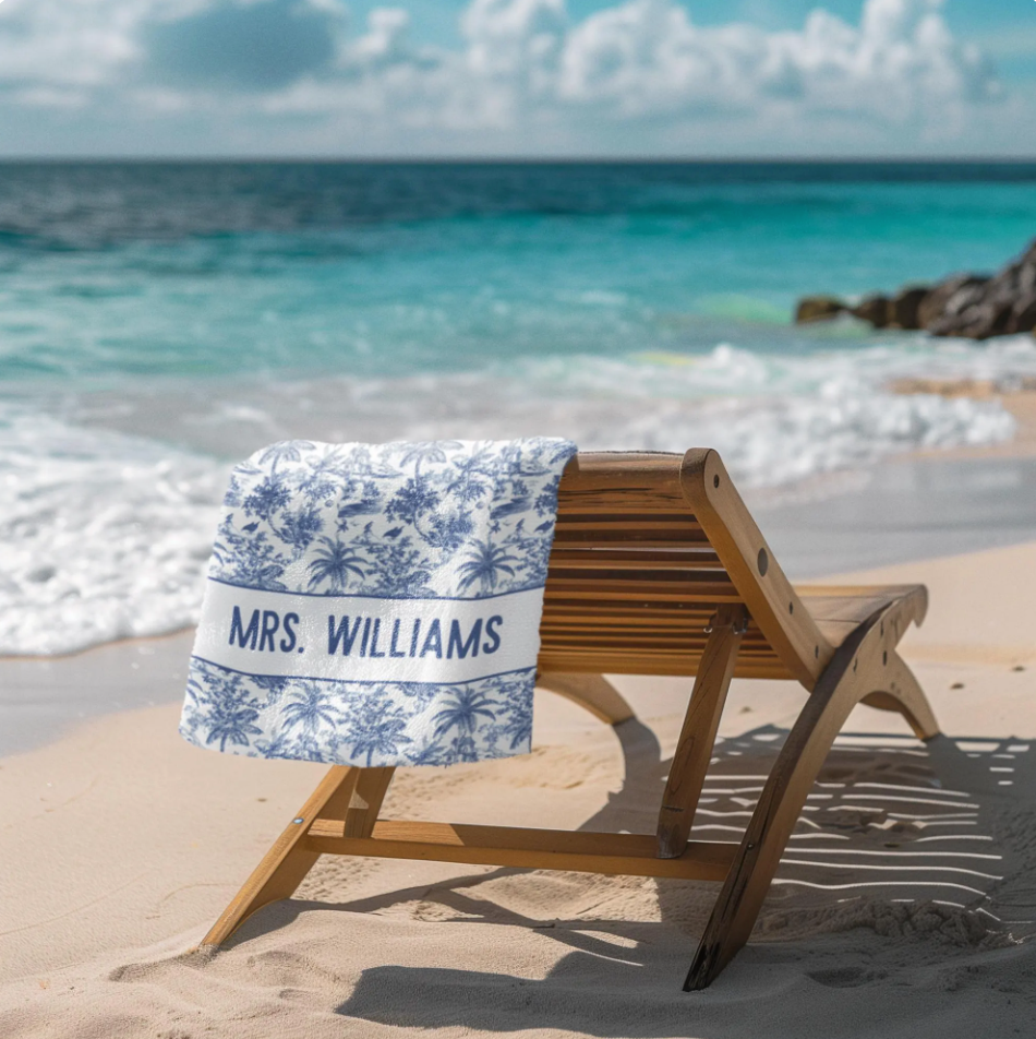 Tropical Toile Future Mrs Bridal Towel